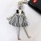 Wrapables Hanging Fashionista Doll Keychain, Crystal Rhinestone Keyring Bag Charm, Black and Gray